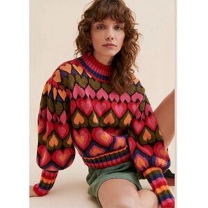 SOLD OUT FARM Rio Multicolor Heart Sweater XS